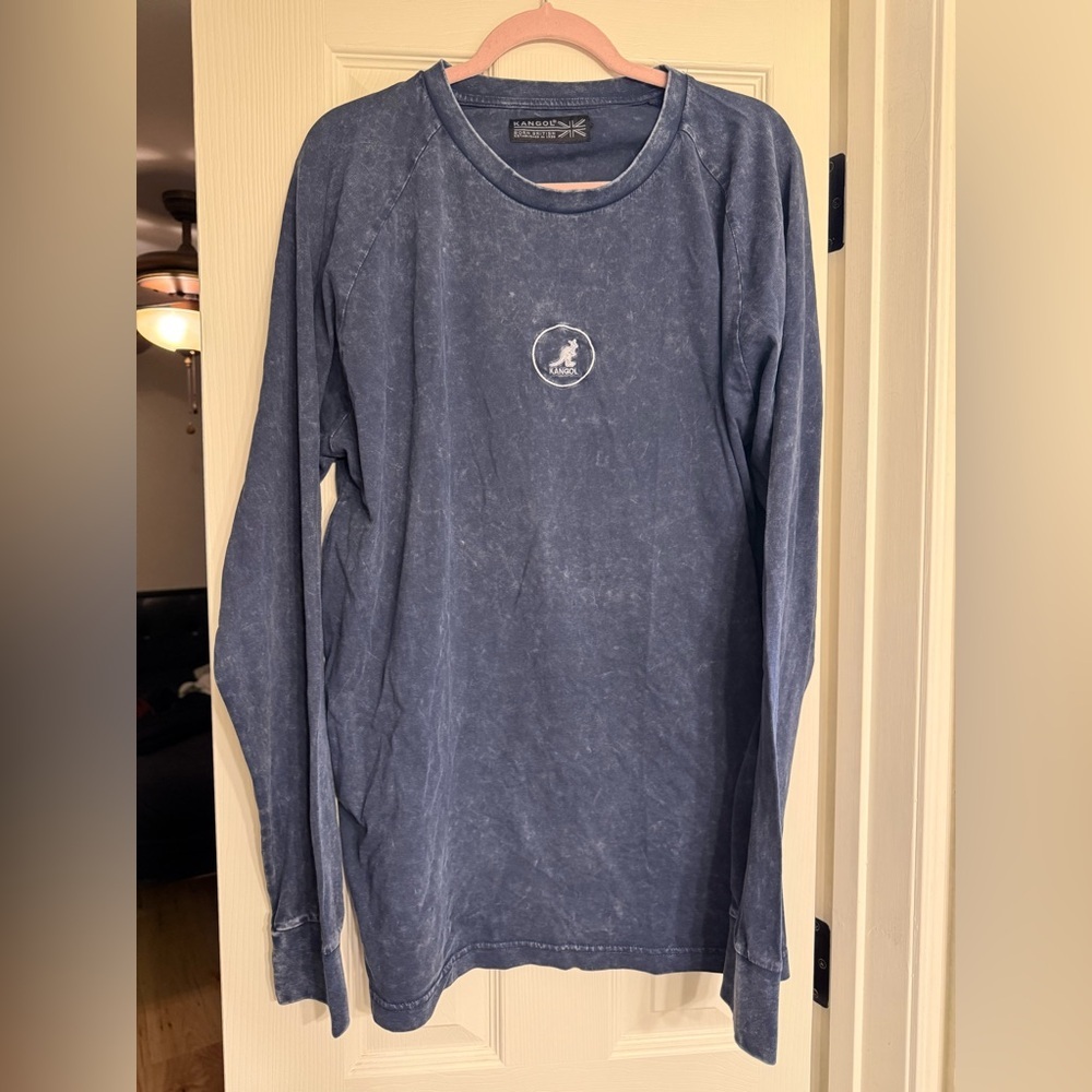 Kangol Men's Washed Blue Long Sleeve Tee XL